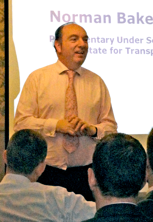 Transport Minister Norman Baker MP speaking at the event in March